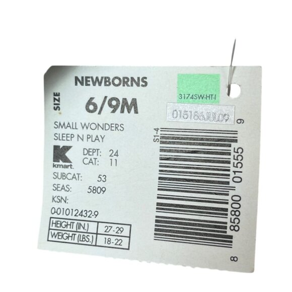 Small Wonders Newborn Blue Striped Bear Sleep Play Footed Pajamas 6/9M - New - Picture 6 of 6